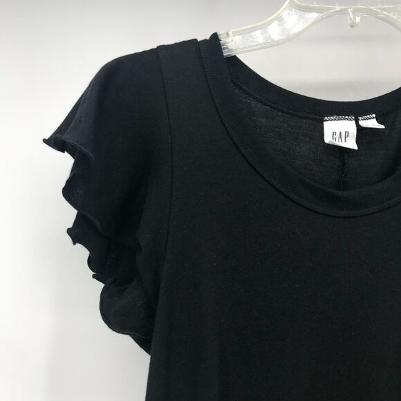 GAP Dress Womens XS Black Crew Neck Ruffle Cap Sleeve A Line Knit Pullover - Picture 2 of 7
